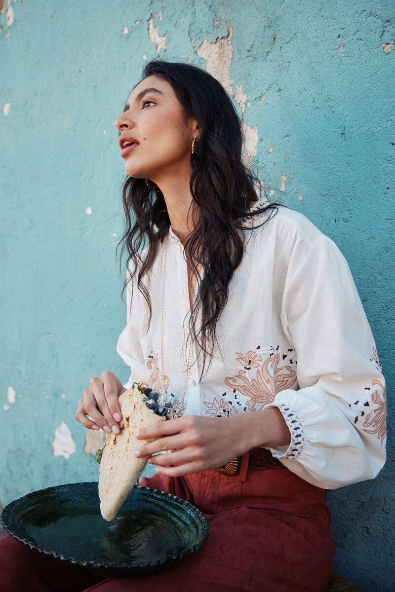 pedro del hierro Alicia. Blusa bordada Gran oferta