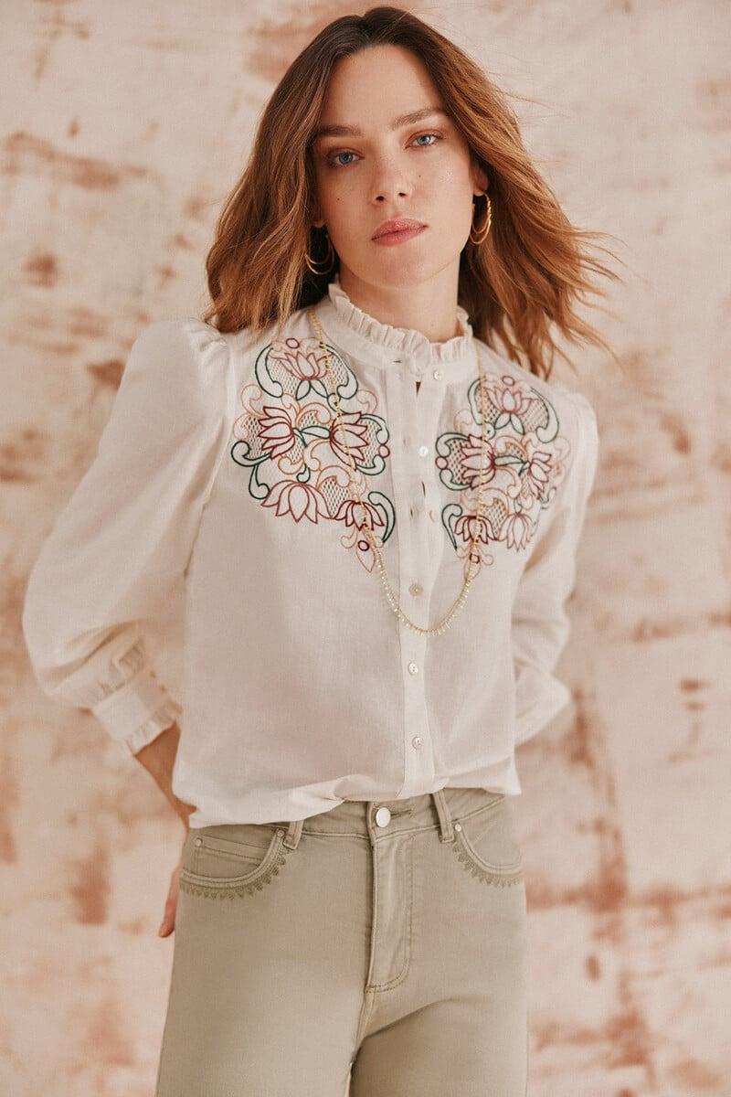 pedro del hierro Casilda. Blusa bordada Rebajas baratas
