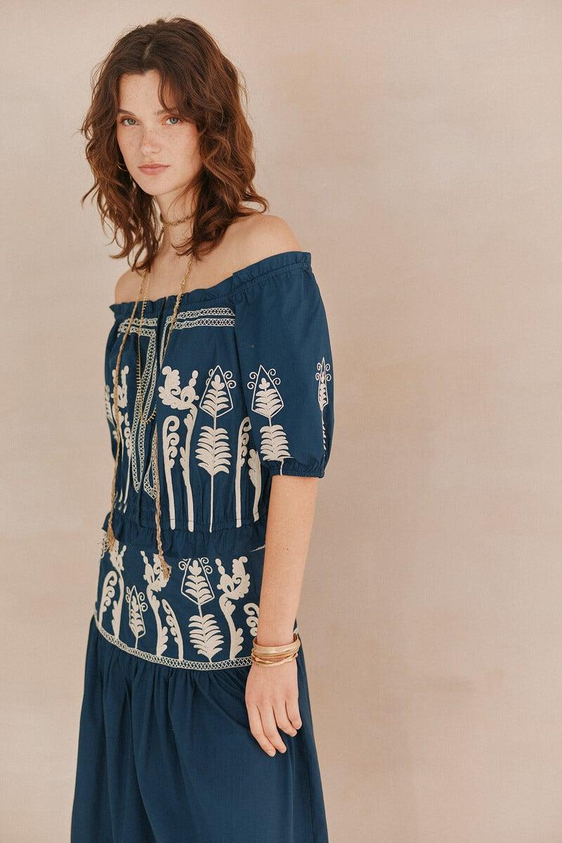 pedro del hierro Coral. Top bordado Descuento