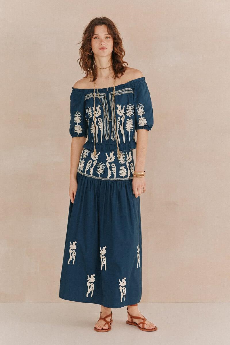 pedro del hierro Coral. Top bordado Descuento
