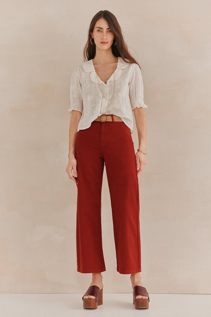pedro del hierro Carmela. Camisa bordada solapas Tienda
