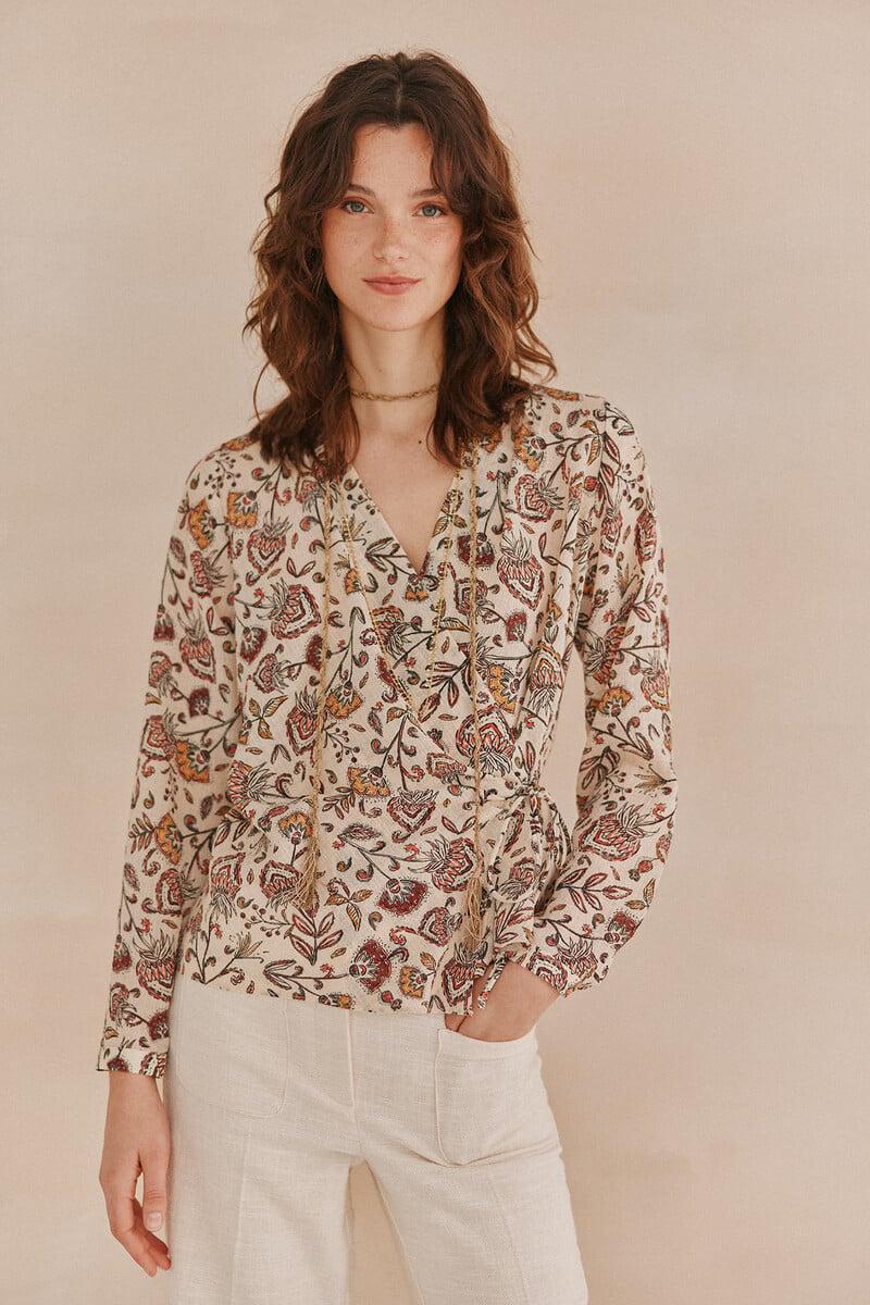 pedro del hierro Adela. Top estampado Liquidación
