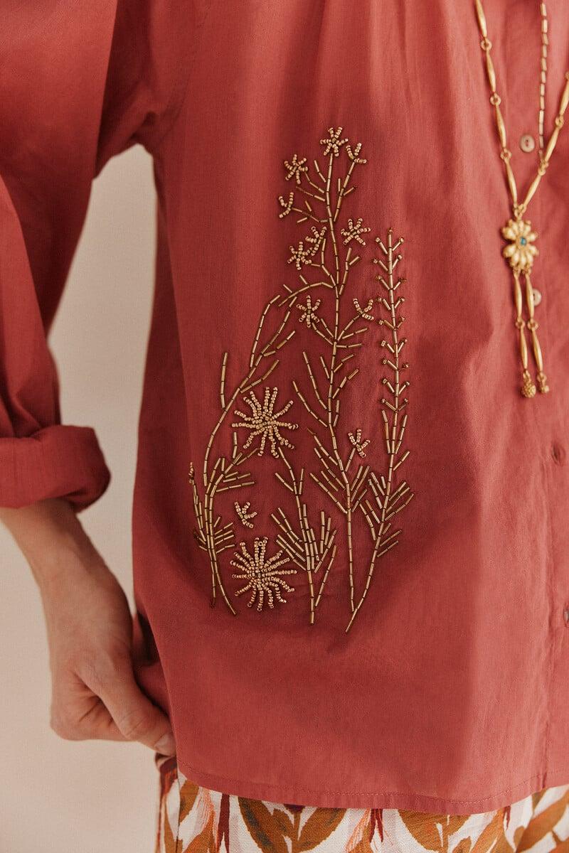 pedro del hierro Lara. Blusa bordada cuentas Rebajas top