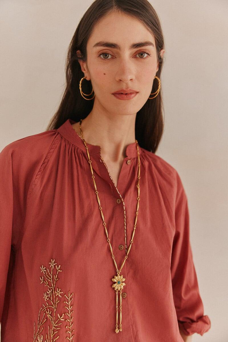 pedro del hierro Lara. Blusa bordada cuentas Rebajas top