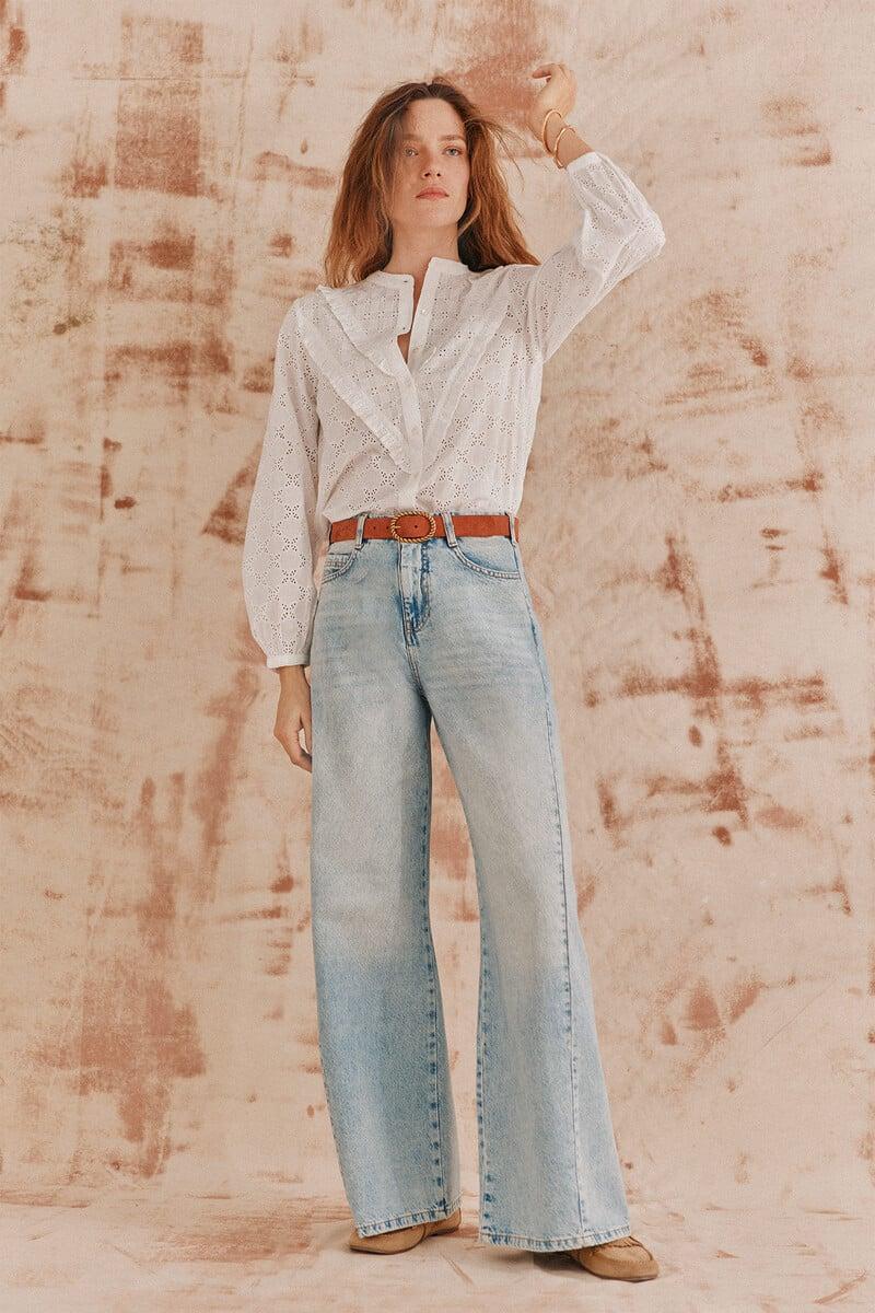 pedro del hierro Consuelo. Blusa bordada volantes Promoción por tiempo limitado