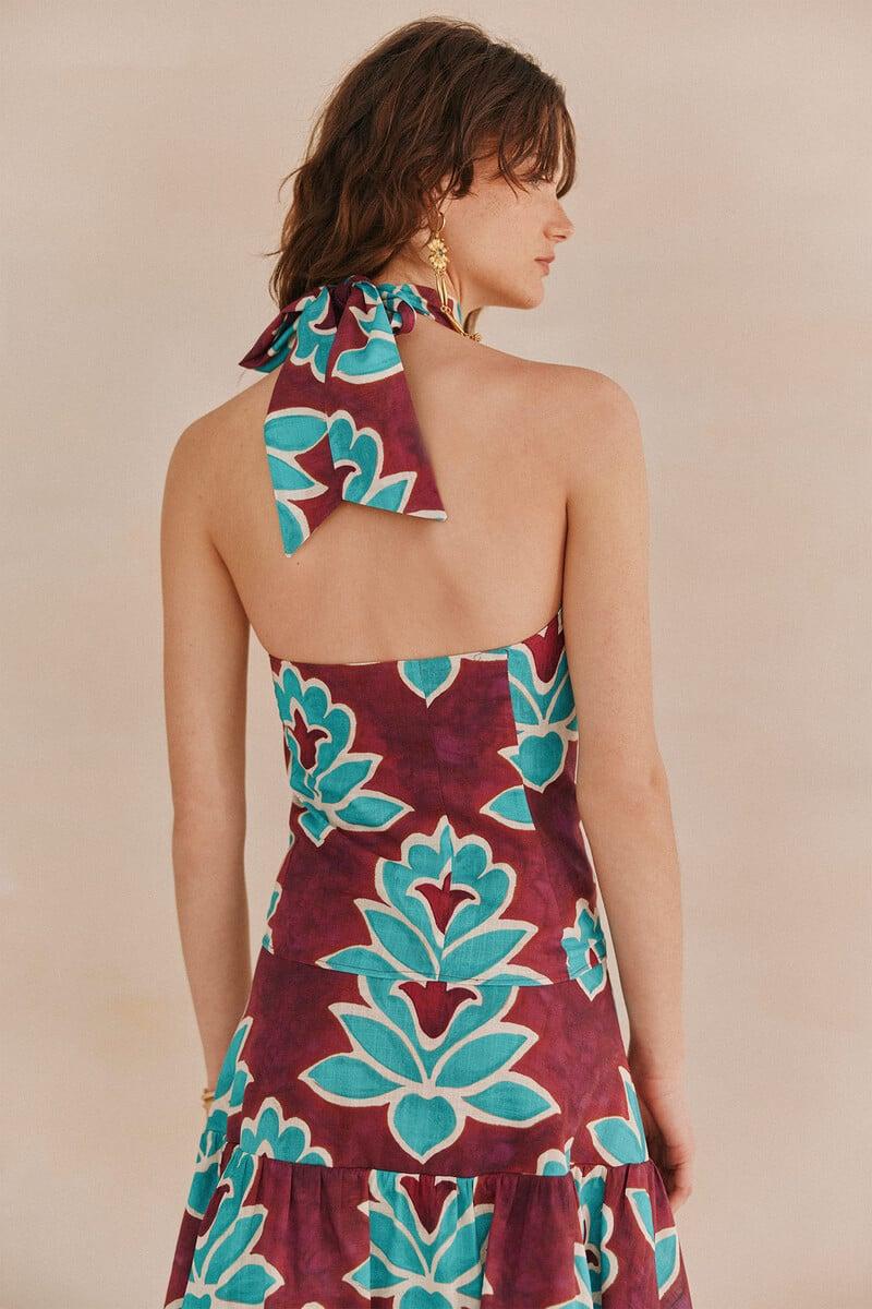 pedro del hierro Clara. Top estampado halter Promoción trimestral