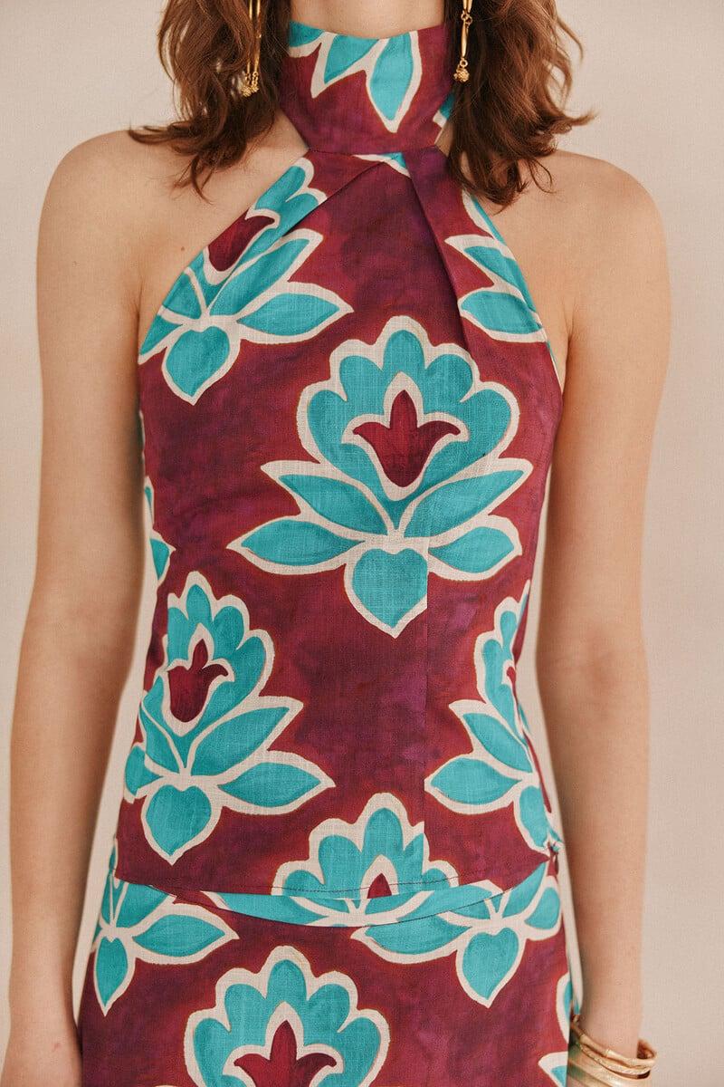 pedro del hierro Clara. Top estampado halter Promoción trimestral