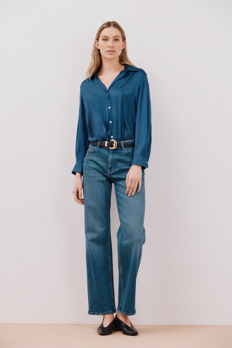 pedro del hierro Blusa satinada manga larga Liquidación