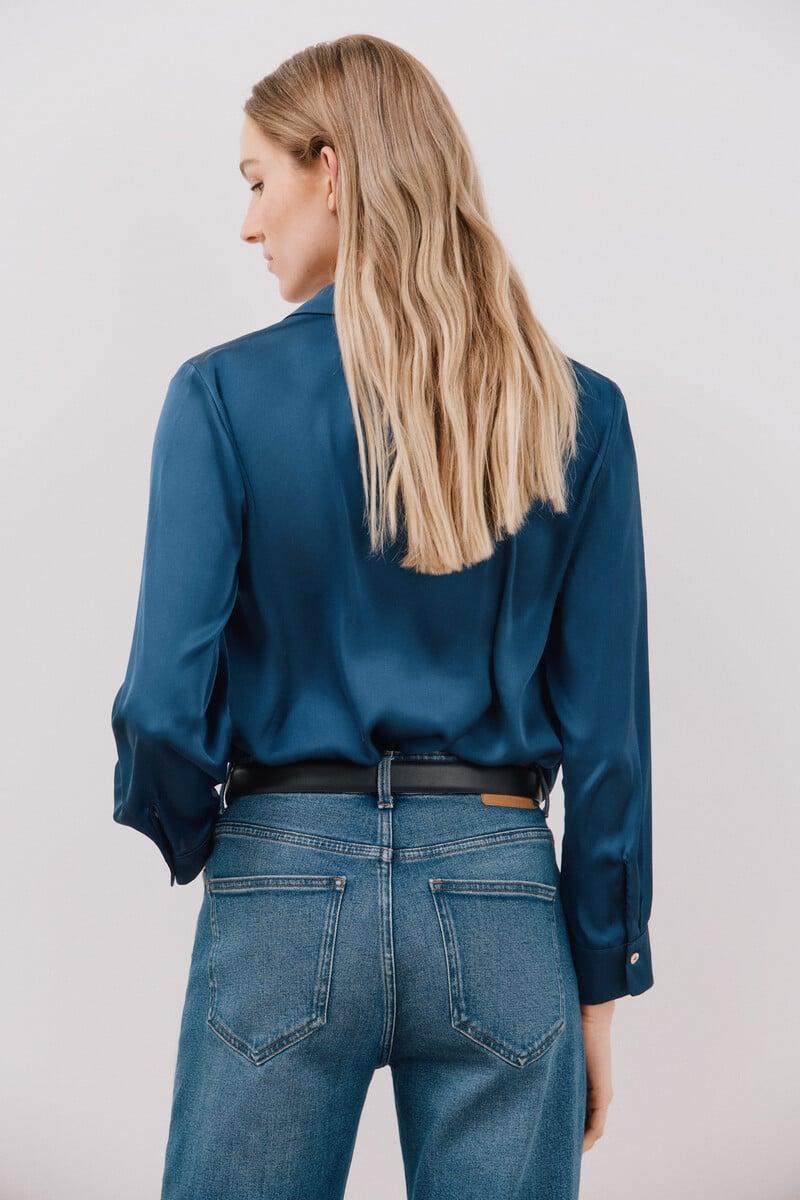 pedro del hierro Blusa satinada manga larga Liquidación