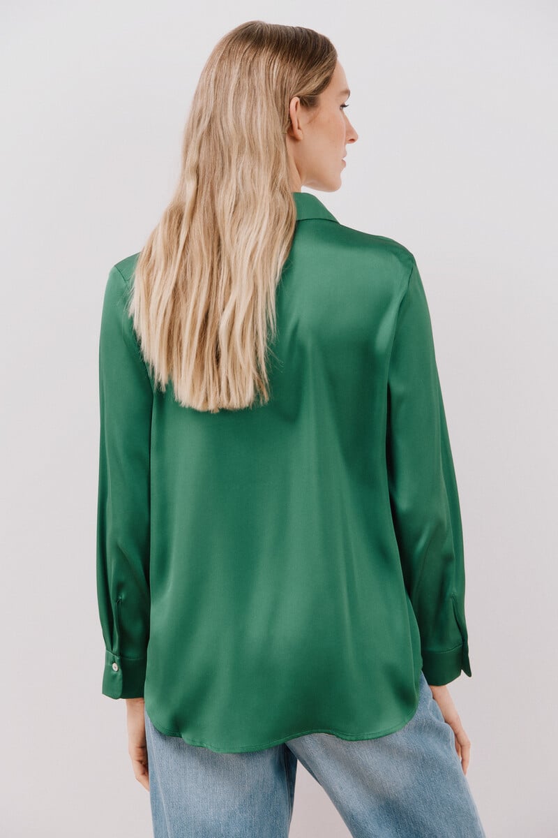 pedro del hierro Blusa satinada manga larga Envío internacional gratuito
