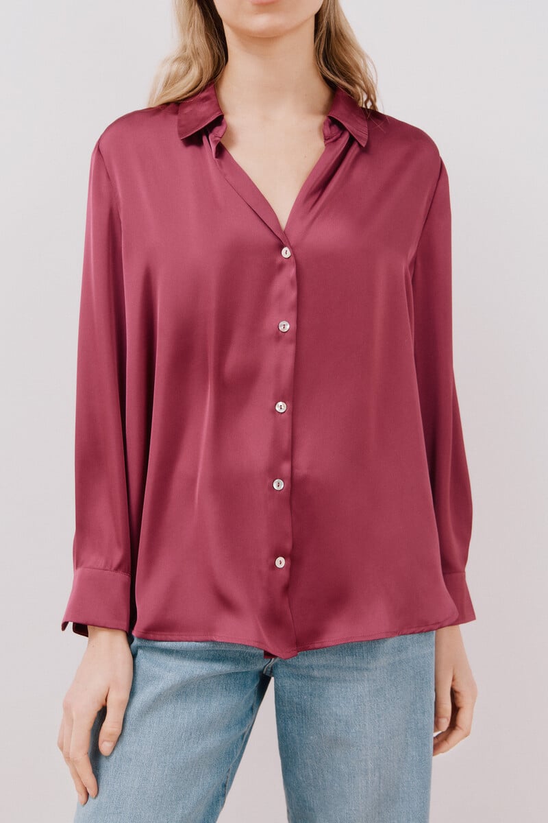 pedro del hierro Blusa satinada manga larga Tienda de fábrica