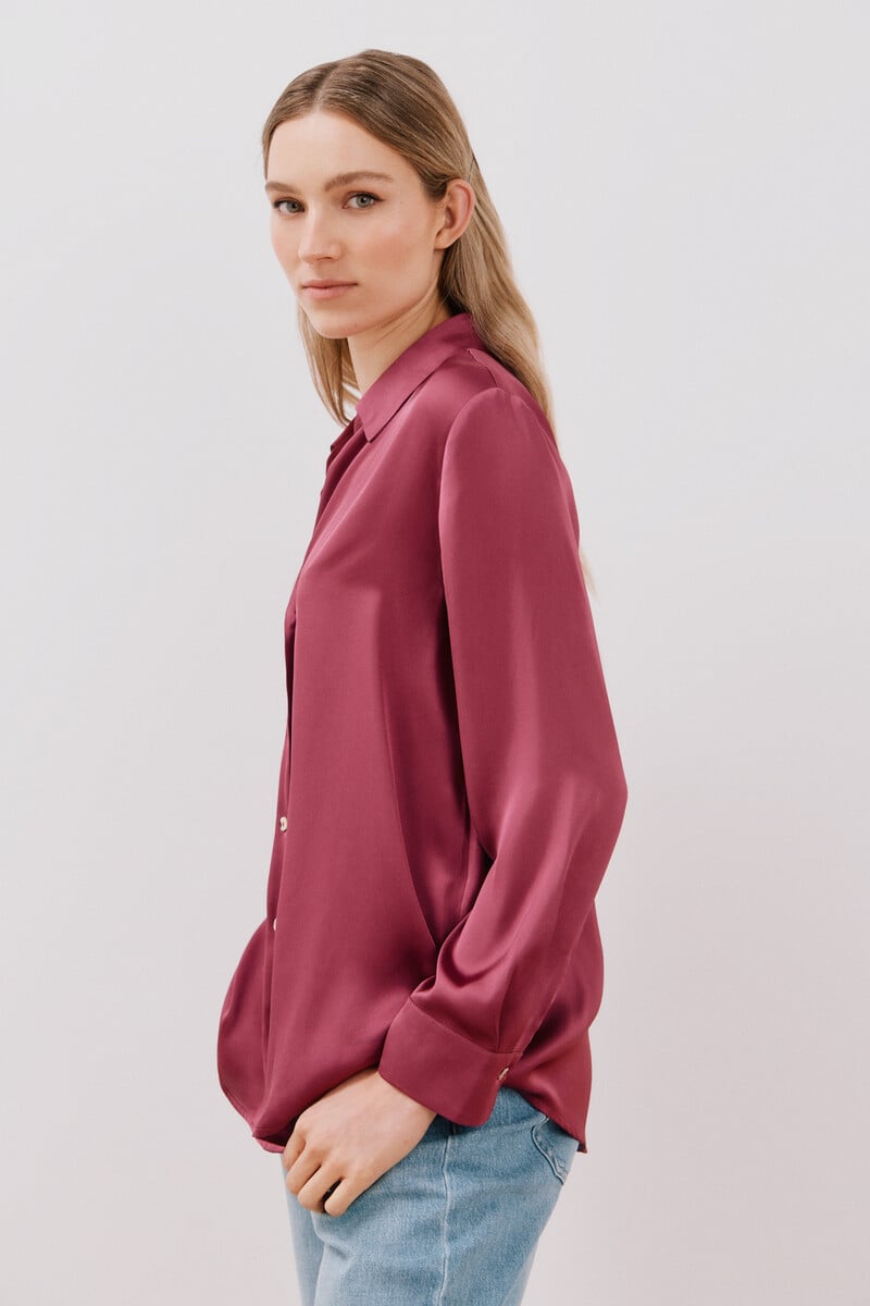 pedro del hierro Blusa satinada manga larga Tienda de fábrica