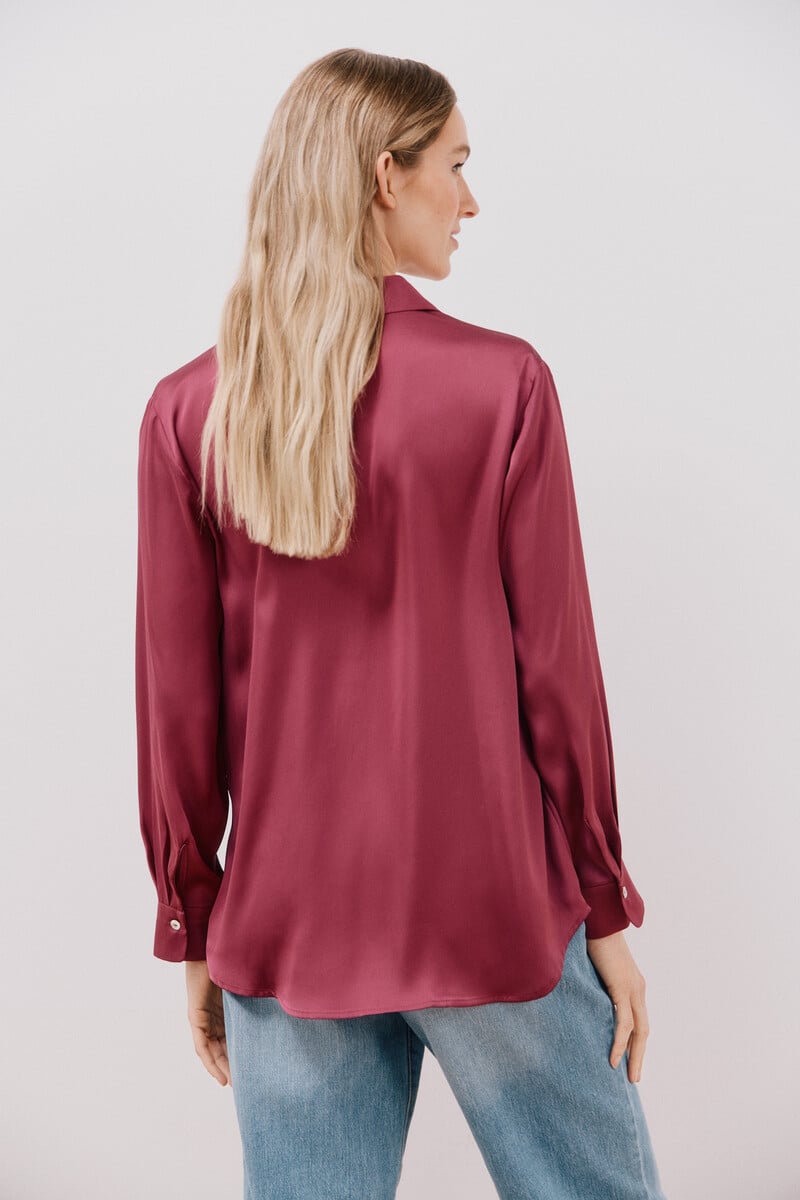 pedro del hierro Blusa satinada manga larga Tienda de fábrica
