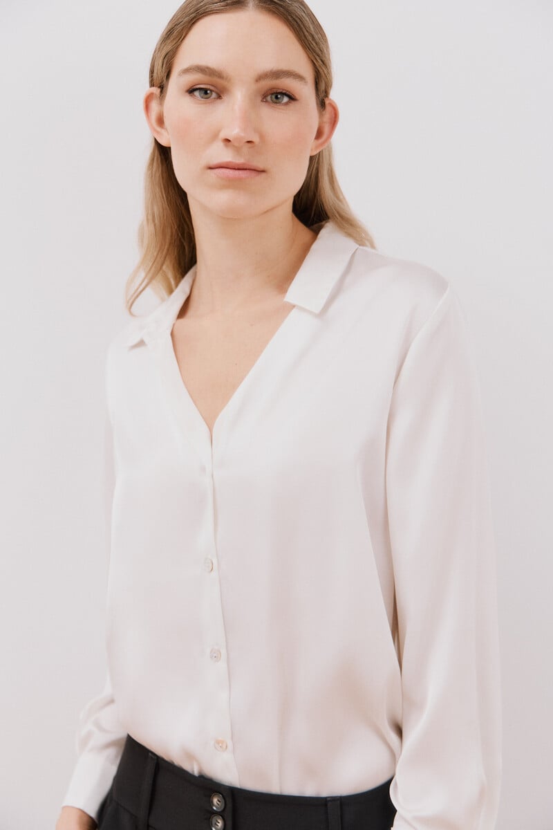 pedro del hierro Blusa satinada manga larga Precios de Black Friday