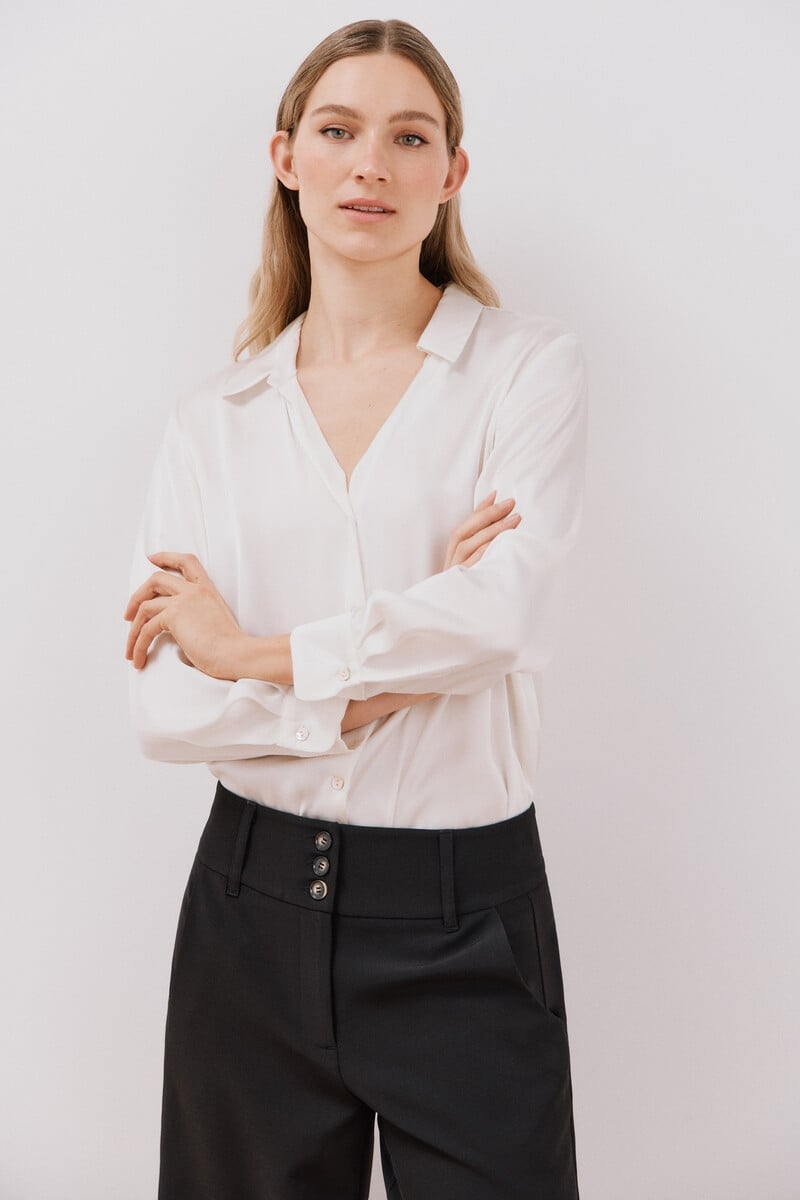 pedro del hierro Blusa satinada manga larga Precios de Black Friday