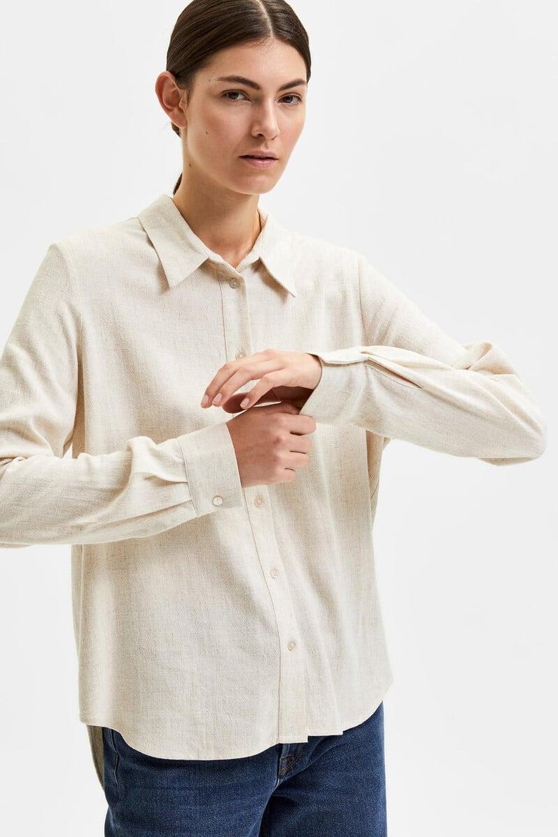 pedro del hierro Camisa de manga larga de lino Regular Fit Descuento por venta flash