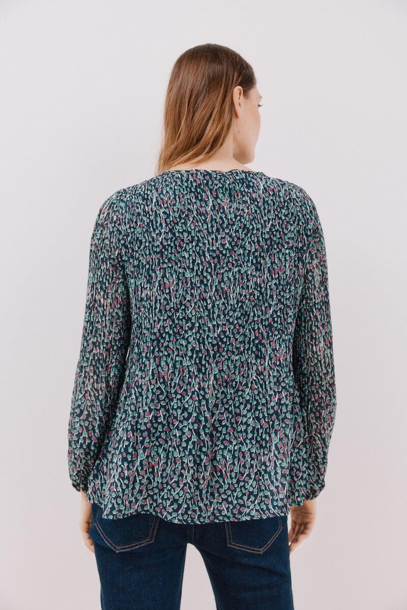 pedro del hierro Blusa plisada escote pico Ofertas de temporada