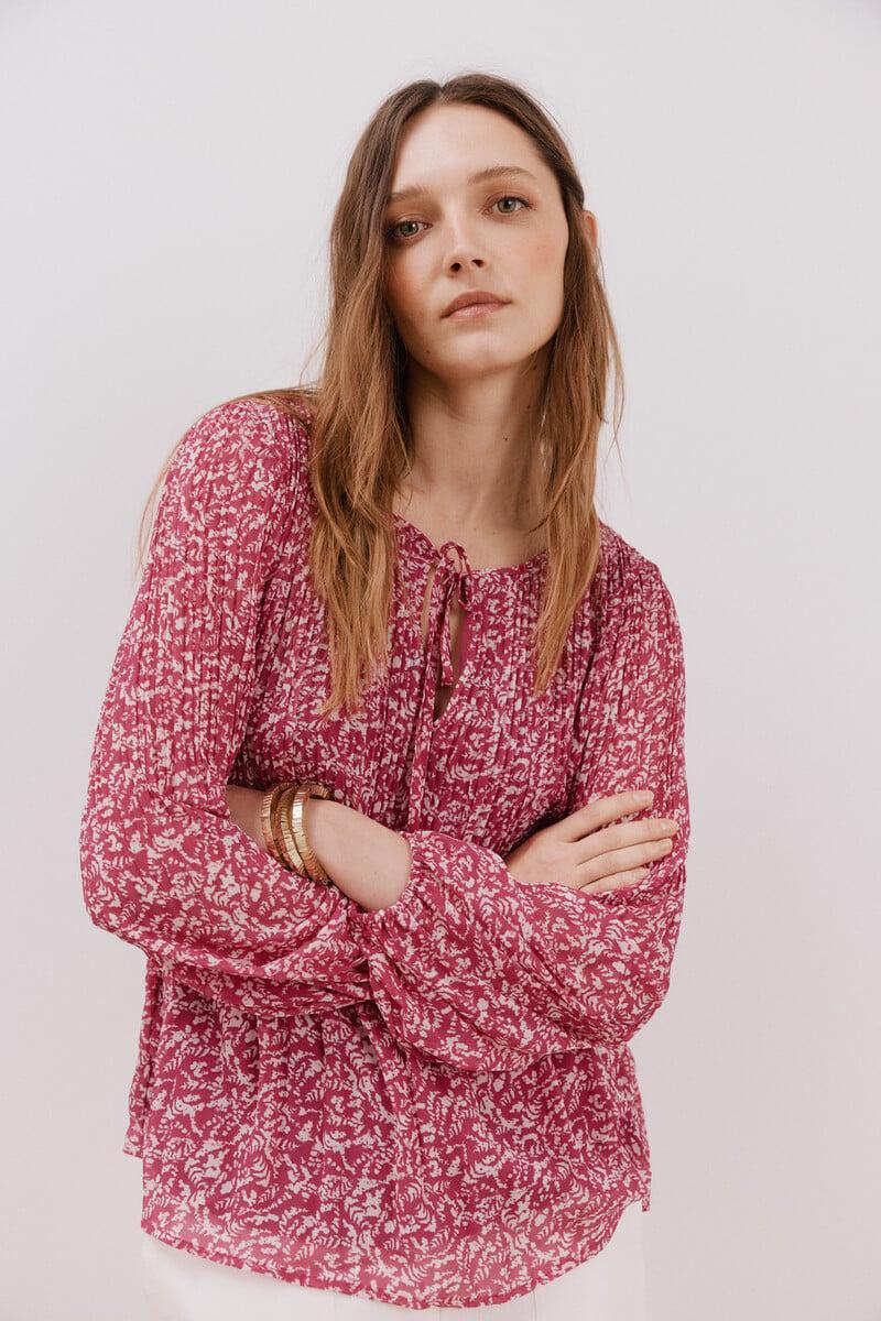 pedro del hierro Blusa plisada escote pico Ofertas especiales