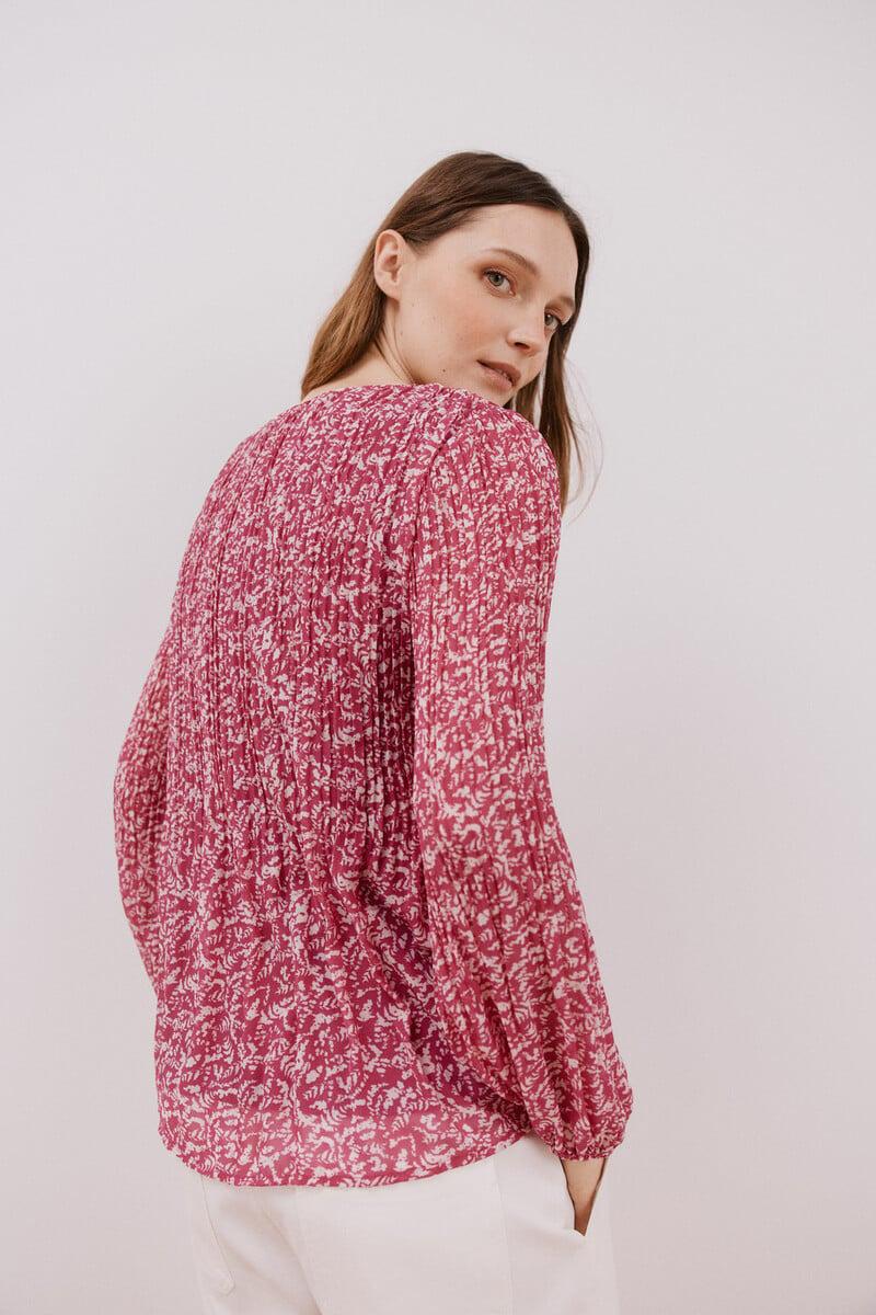 pedro del hierro Blusa plisada escote pico Ofertas especiales