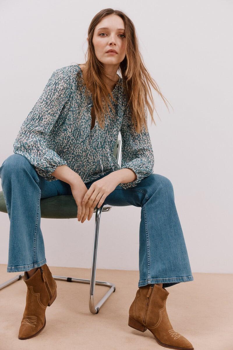pedro del hierro Blusa plisada escote pico Grandes ahorros
