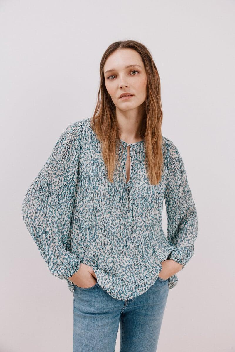 pedro del hierro Blusa plisada escote pico Grandes ahorros