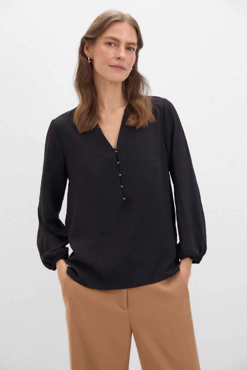 pedro del hierro Blusa cuello mao manga larga Precio ultrabajo