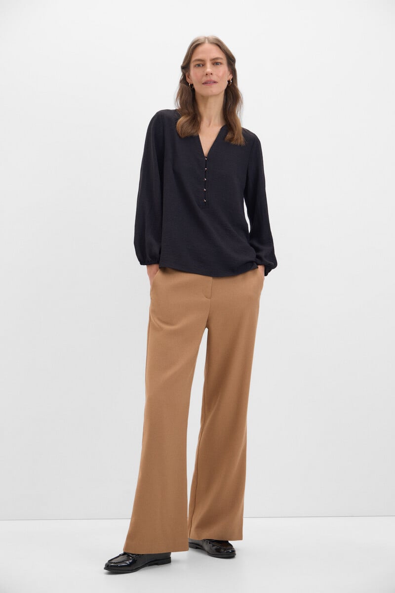pedro del hierro Blusa cuello mao manga larga Precio ultrabajo