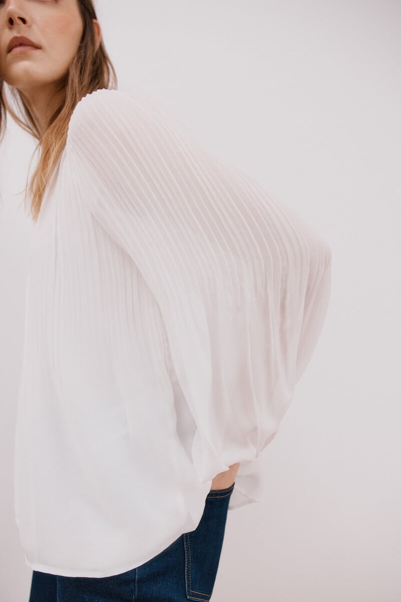 pedro del hierro Blusa plisada escote pico Devoluciones gratuitas