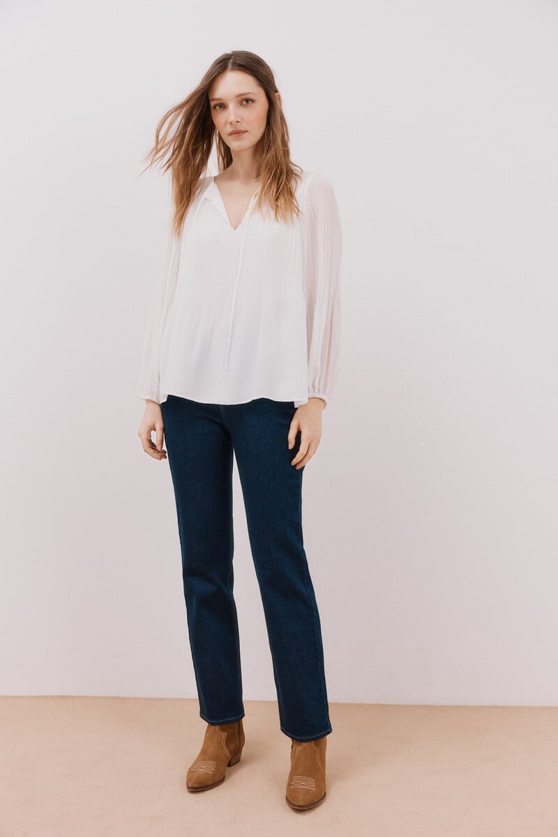 pedro del hierro Blusa plisada escote pico Devoluciones gratuitas