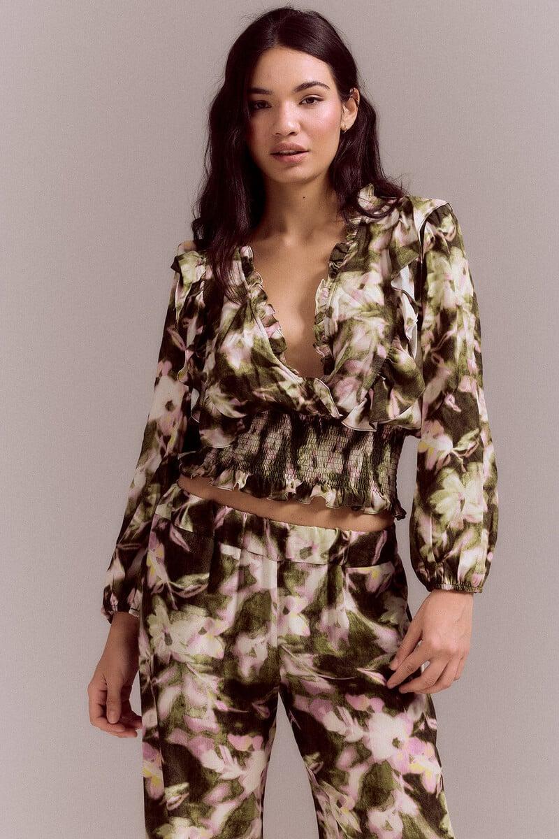 pedro del hierro Blusa estampada nido de abeja Venta caliente
