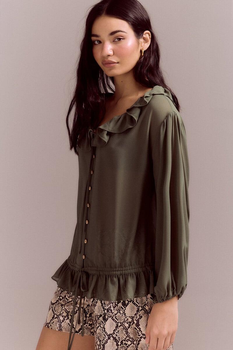 pedro del hierro Blusa romántica volantes Tienda