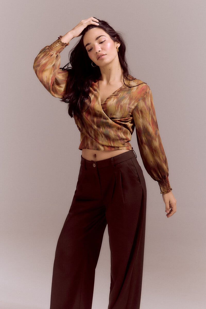 pedro del hierro Blusa estampada lazada Liquidación