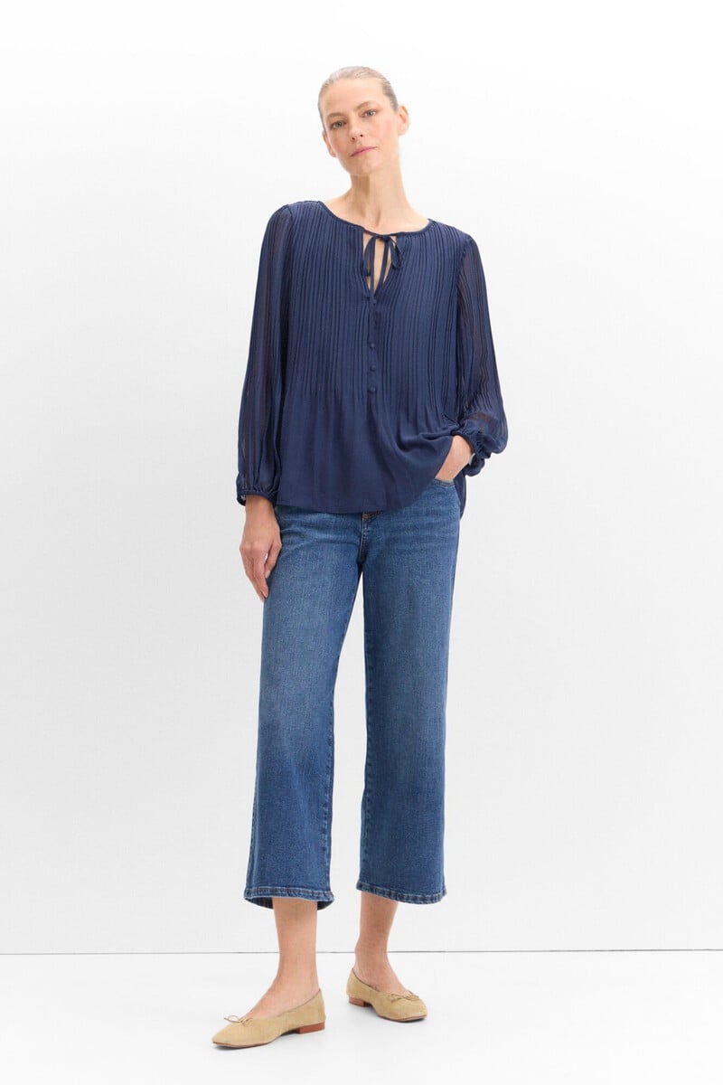 pedro del hierro Blusa plisada estampada Mejor oferta