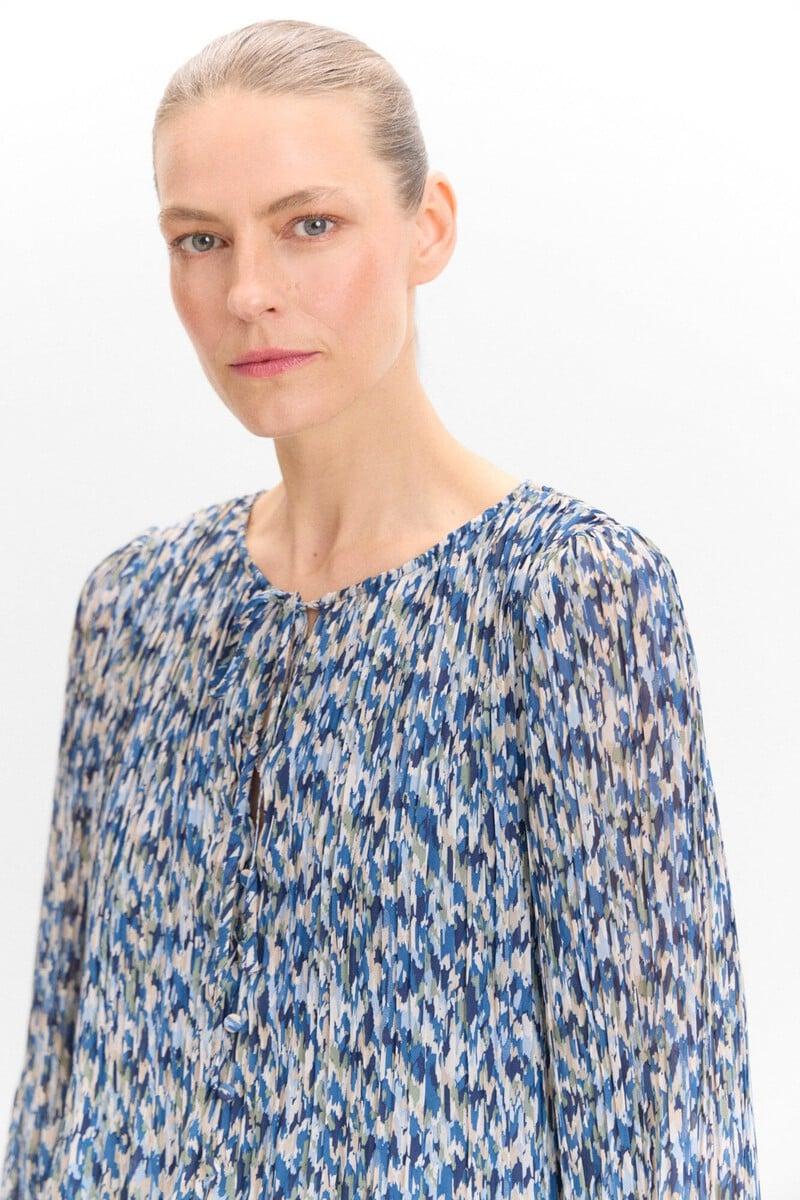 pedro del hierro Blusa plisada estampada Promoción por tiempo limitado