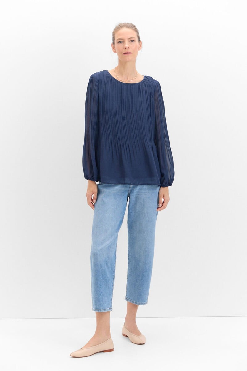 pedro del hierro Blusa plisada combinada Liquidación