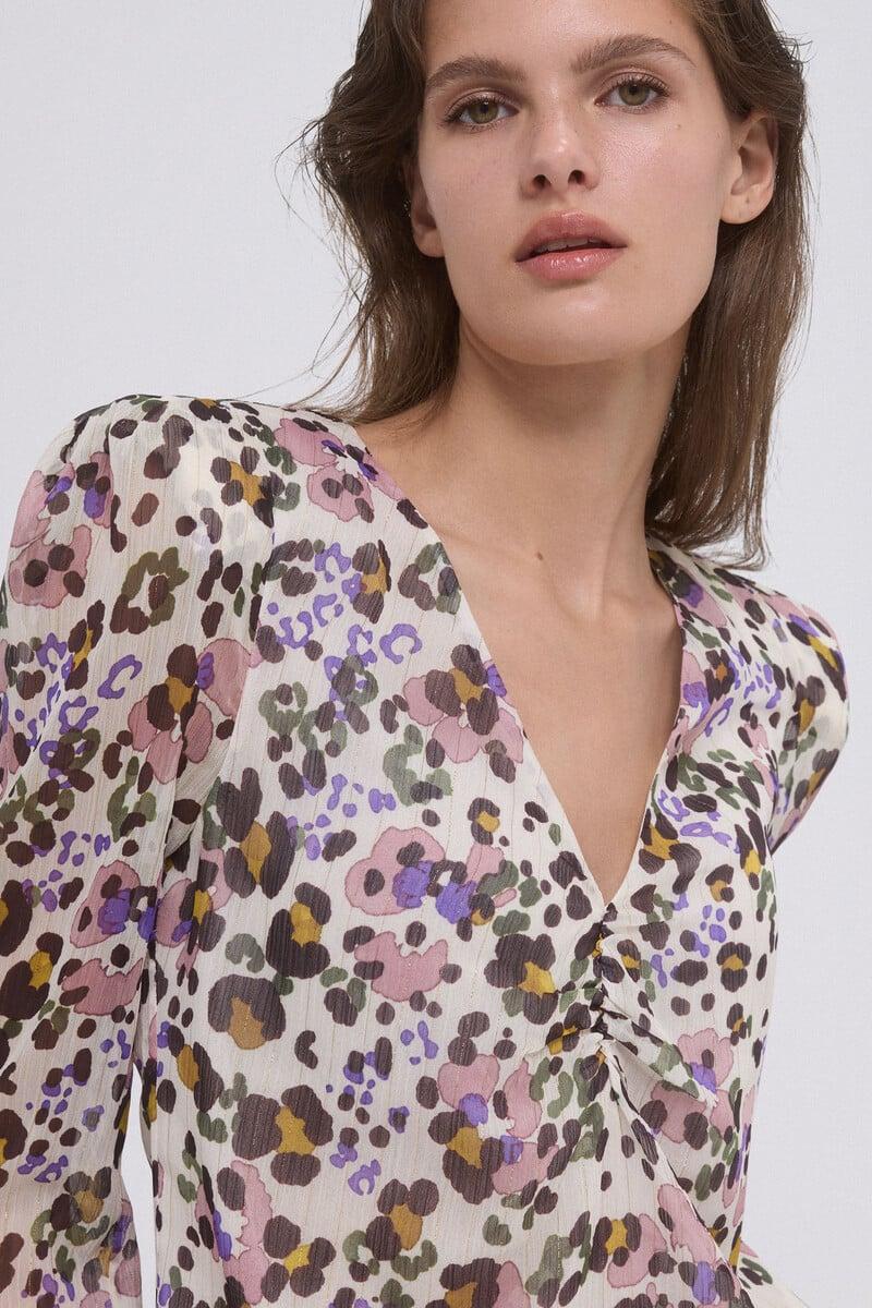 pedro del hierro Blusa estampada hombrera Envío internacional gratuito