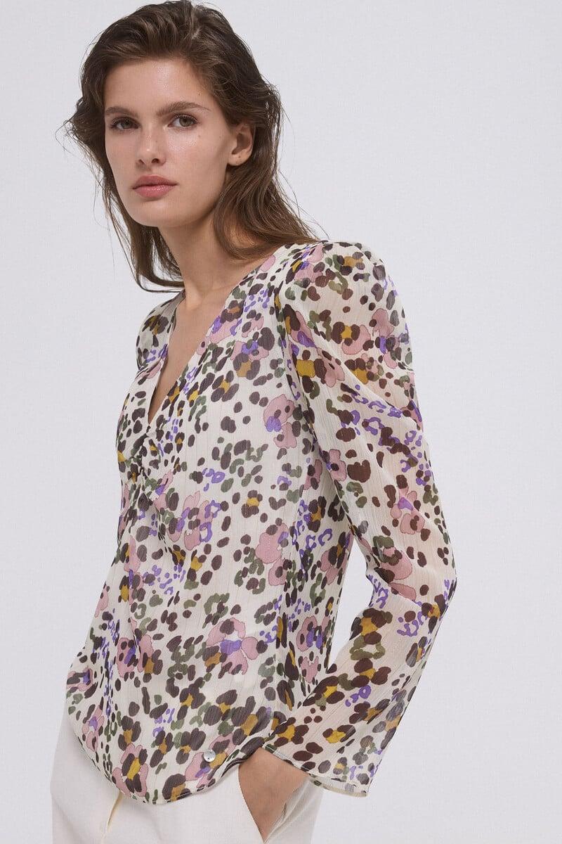 pedro del hierro Blusa estampada hombrera Envío internacional gratuito