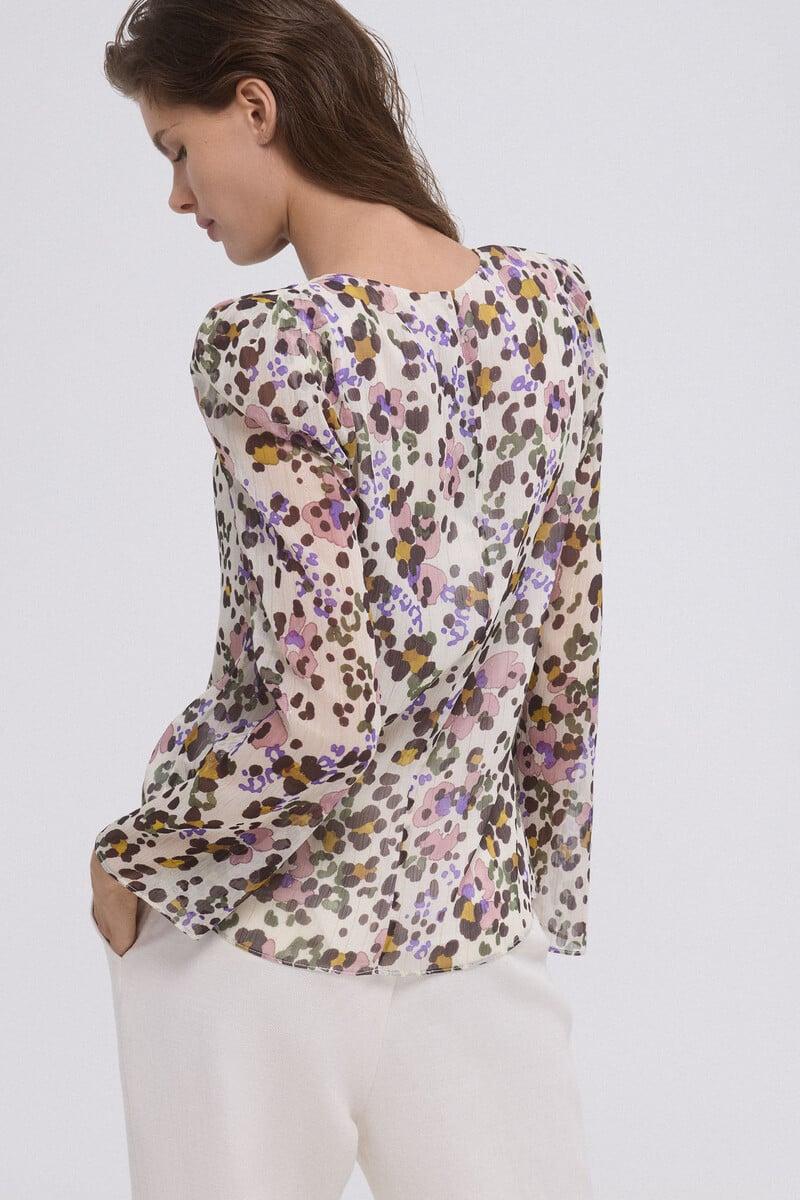 pedro del hierro Blusa estampada hombrera Envío internacional gratuito