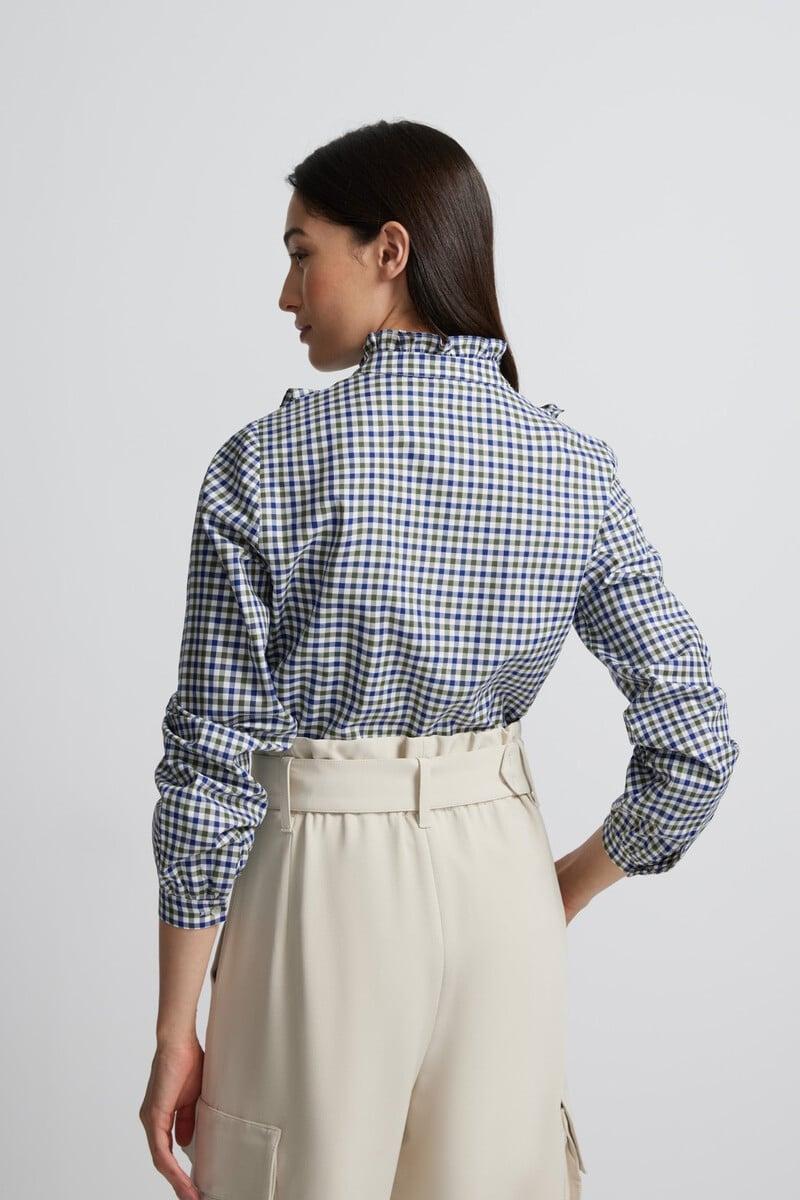 pedro del hierro Blusa chorreras cuadros Tienda de fábrica