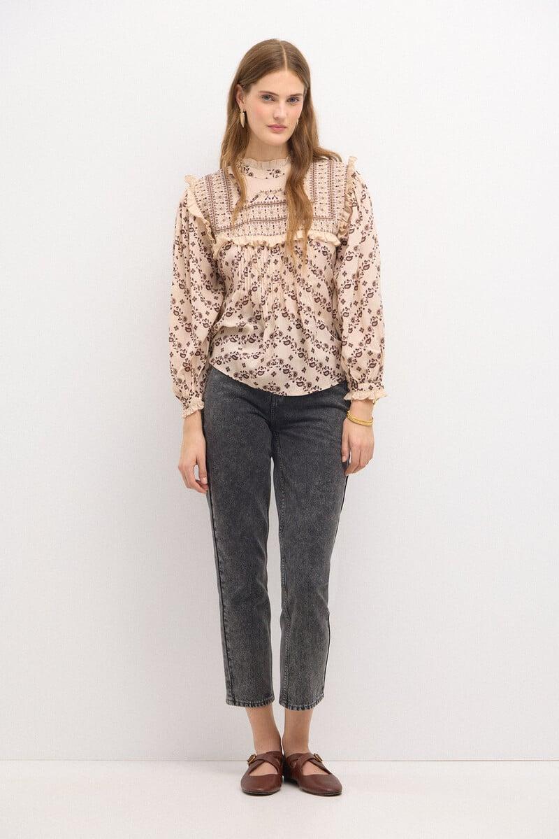 pedro del hierro Carmela. Blusa pechera bordadaestampada Precio ultrabajo