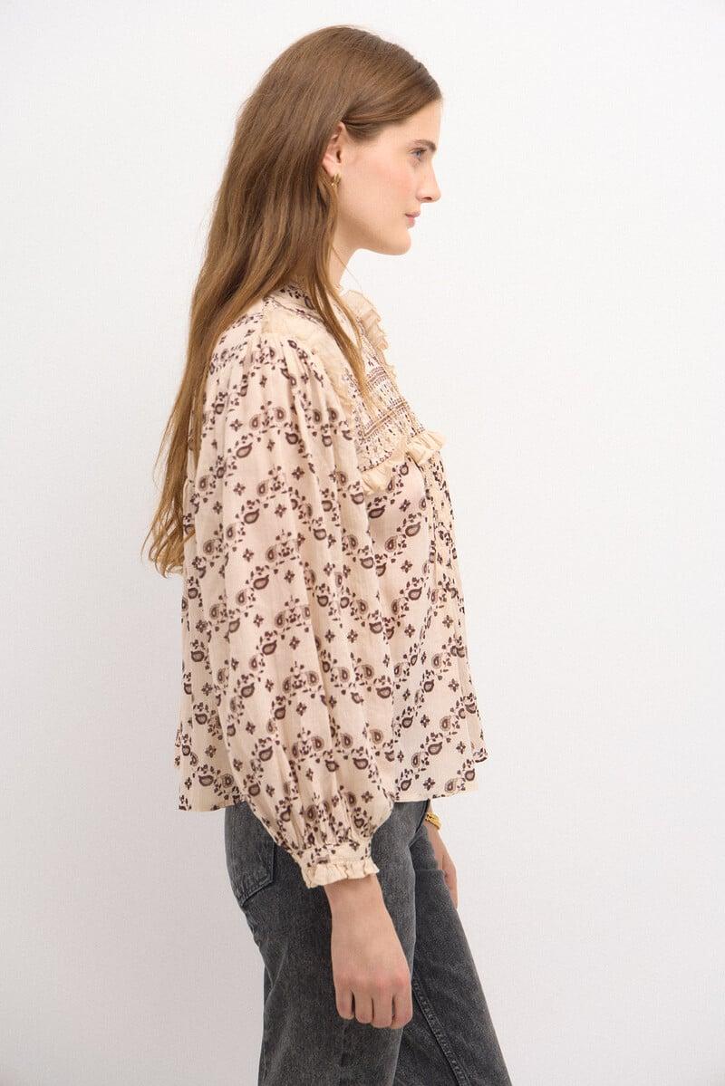 pedro del hierro Carmela. Blusa pechera bordadaestampada Precio ultrabajo