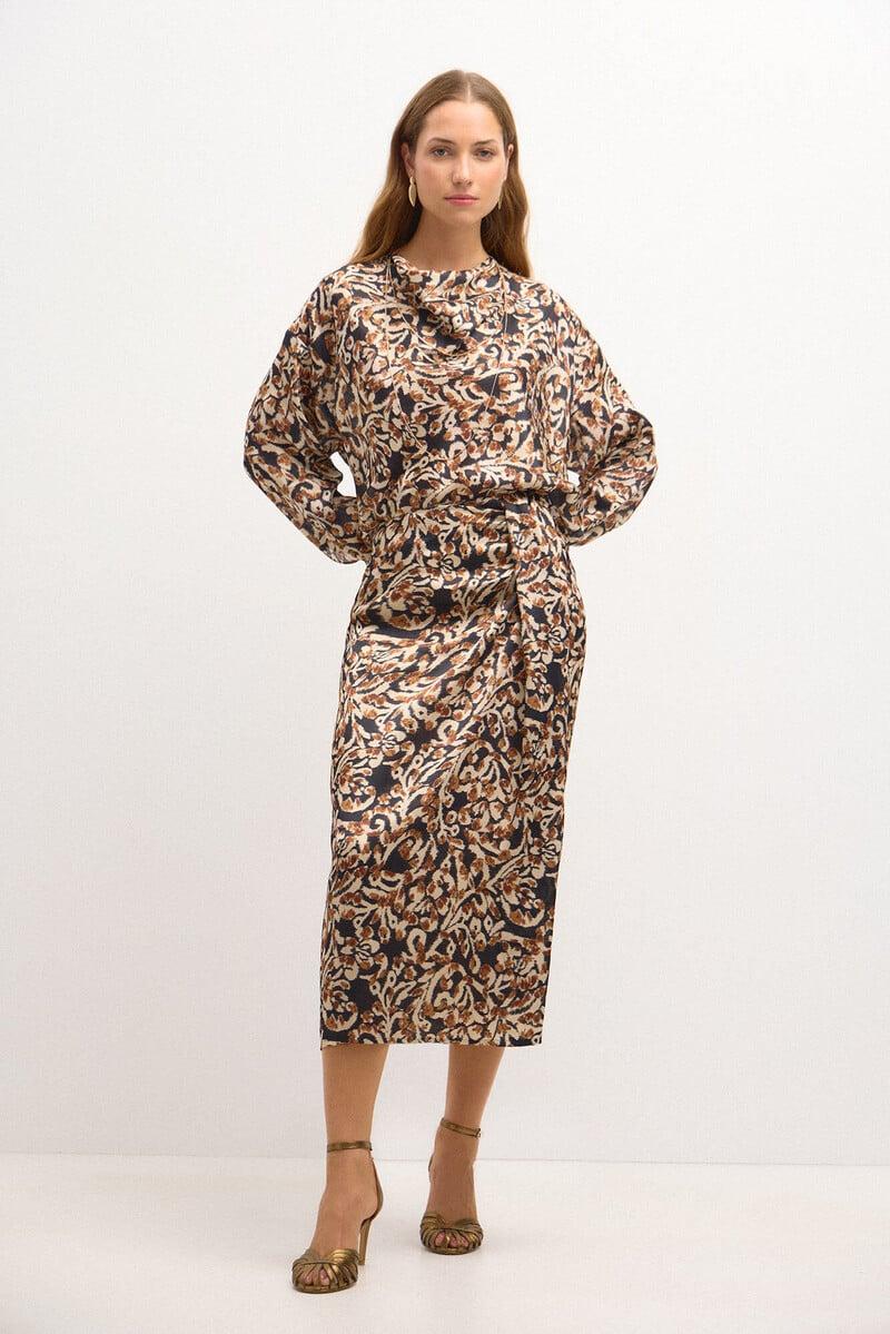 pedro del hierro Ciara. Blusa estampada drapeado En línea