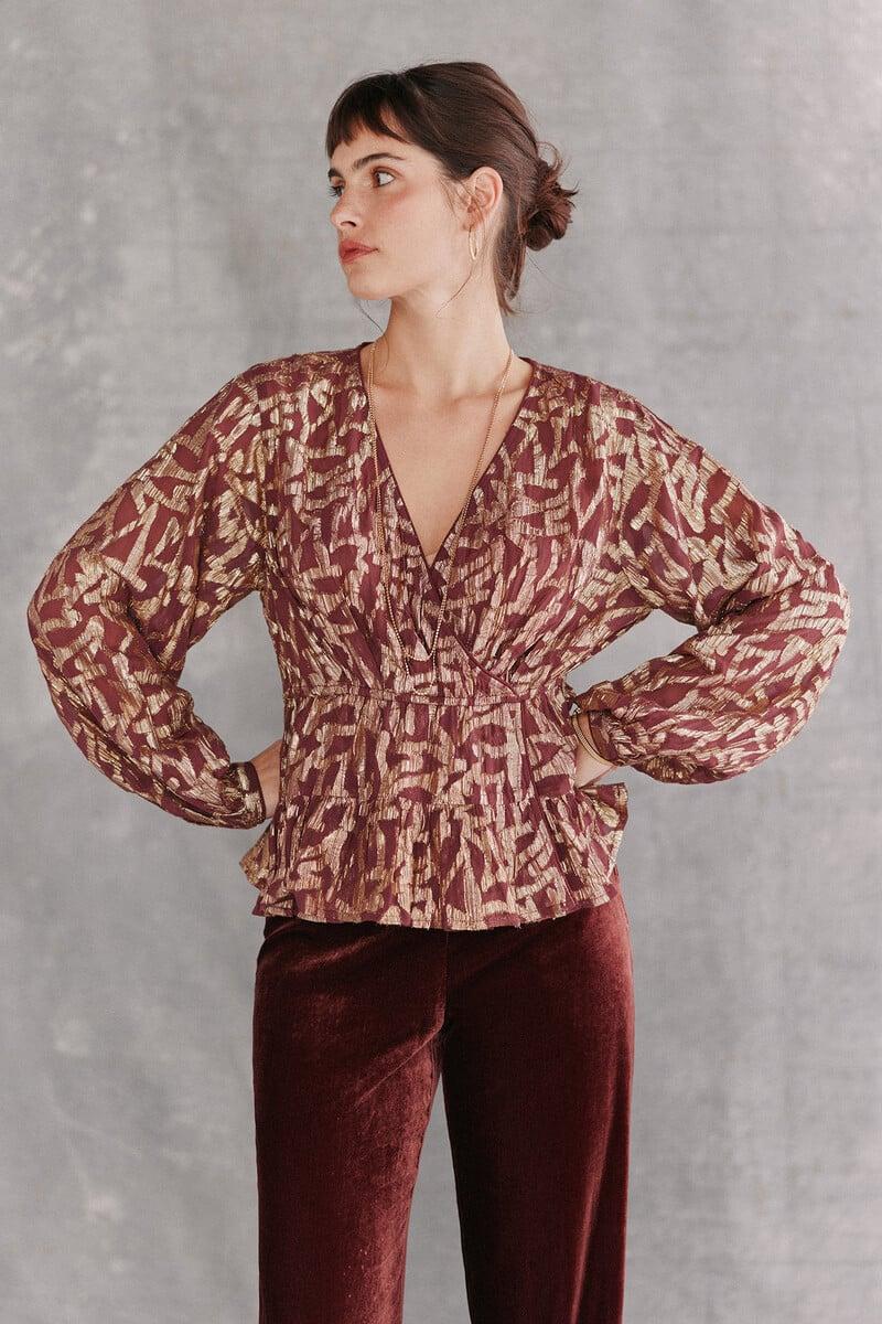pedro del hierro Cece. Blusa jacquard dorado Tienda