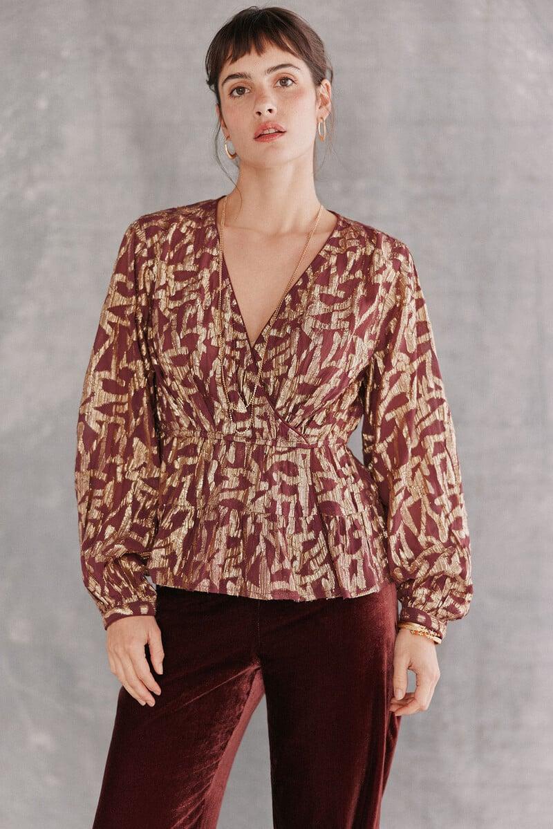 pedro del hierro Cece. Blusa jacquard dorado Tienda
