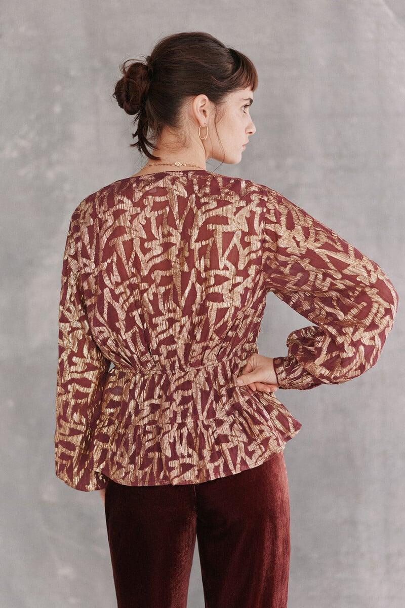 pedro del hierro Cece. Blusa jacquard dorado Tienda