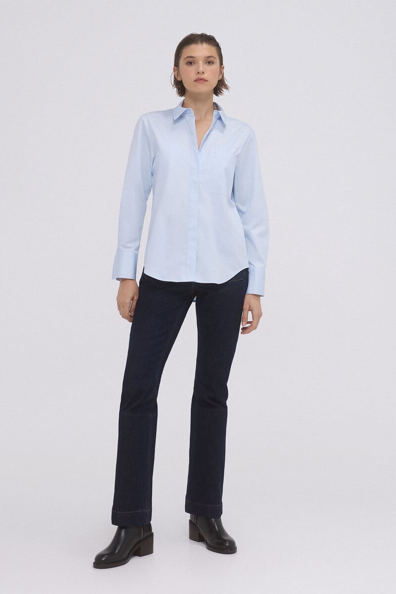 pedro del hierro Camisa oversize popelín detalle bolsillo frontal Rebajas online