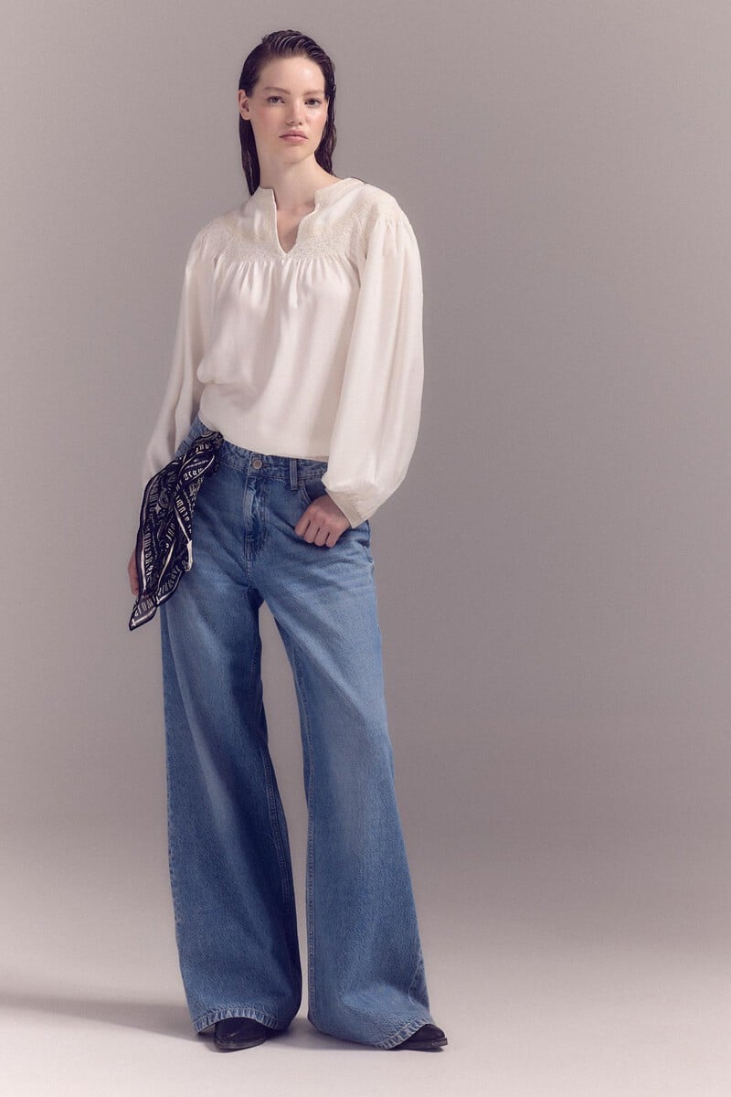 pedro del hierro Blusa blanca bordada Último día