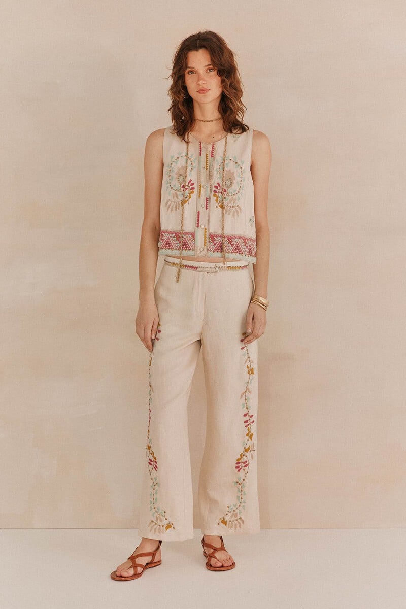 pedro del hierro Paula. Pantalones bordados Ventas relámpago