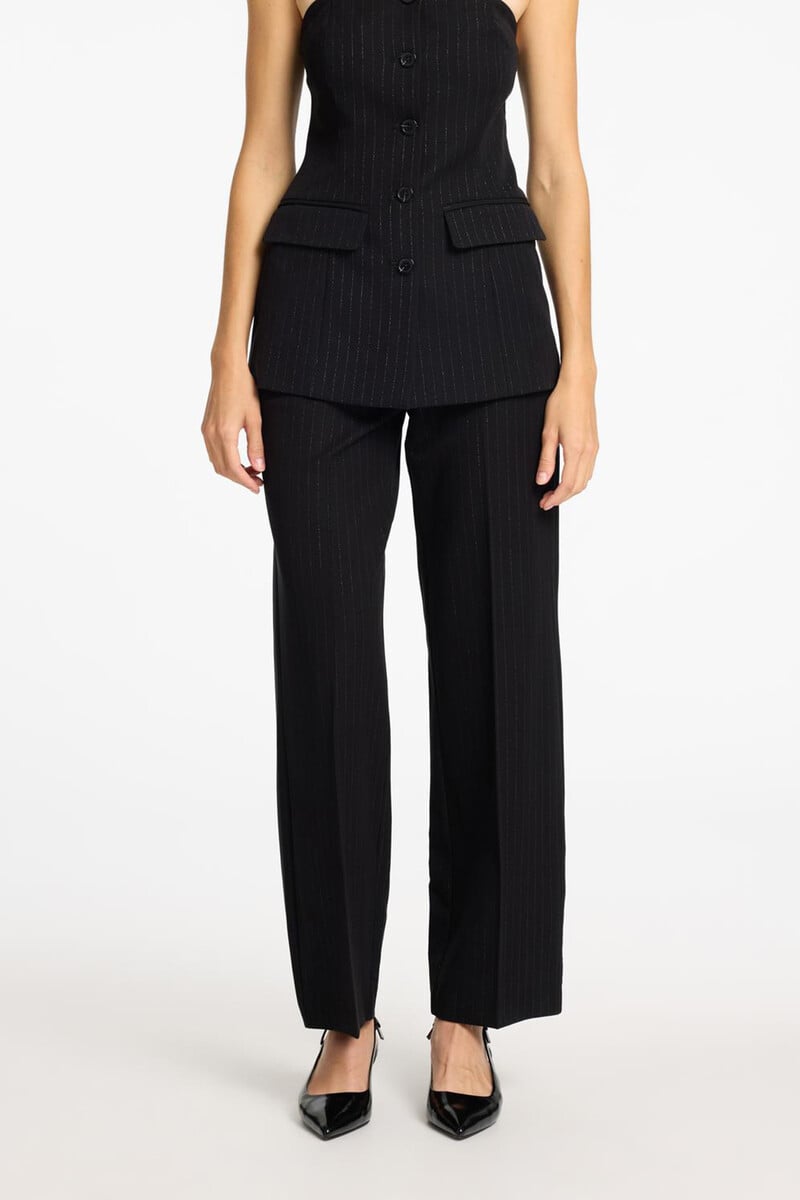 pedro del hierro Pantalón de traje wide leg con detalle de raya diplomática en plateado Limitado a 3 días