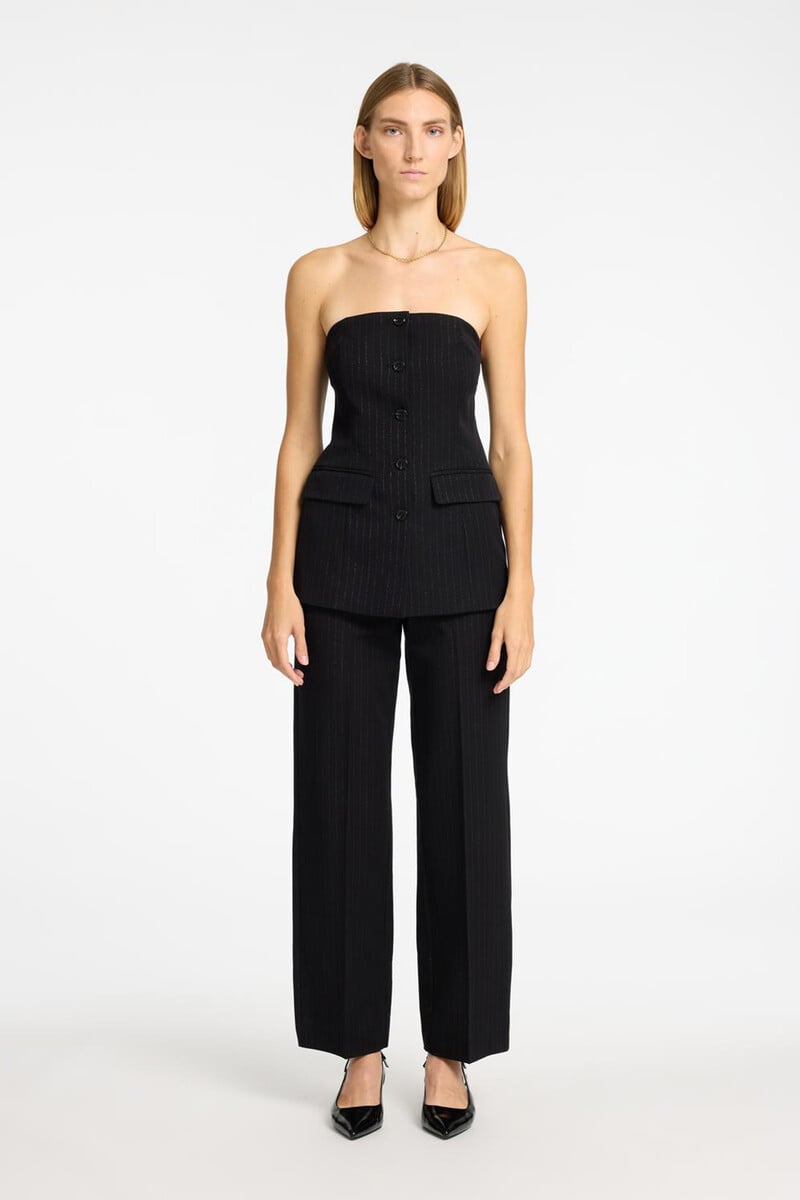 pedro del hierro Pantalón de traje wide leg con detalle de raya diplomática en plateado Limitado a 3 días
